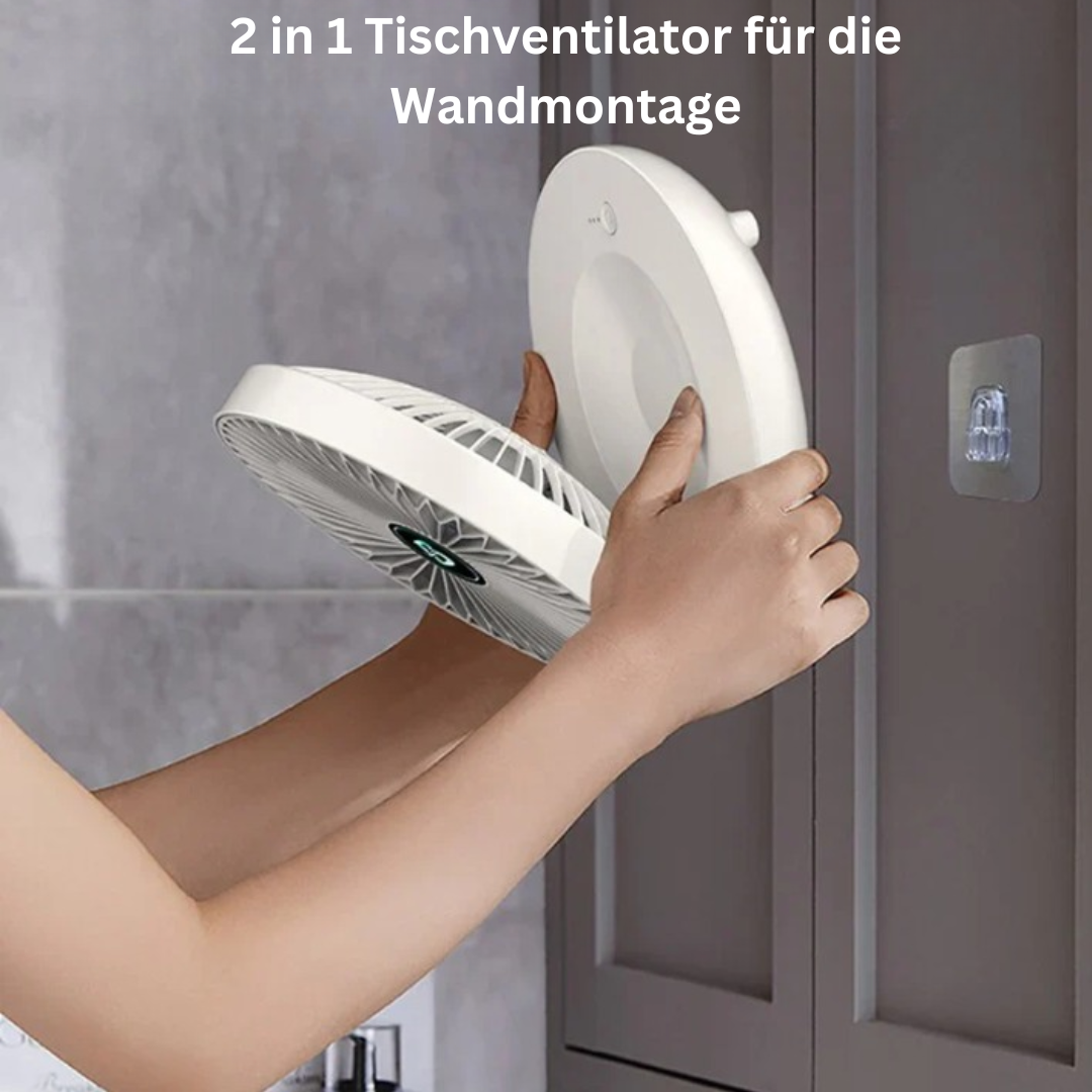 Tragbarer Wandventilator | Multifunktional, USB-Akku und flüsterleise für Zuhause, Büro und den Außenbereich | Brehn