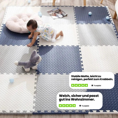 SpeelZacht Baby Spielmatte – 12-teiliges weiches Krabbelmatte für sicheres Spielen und Erkunden | Brehn
