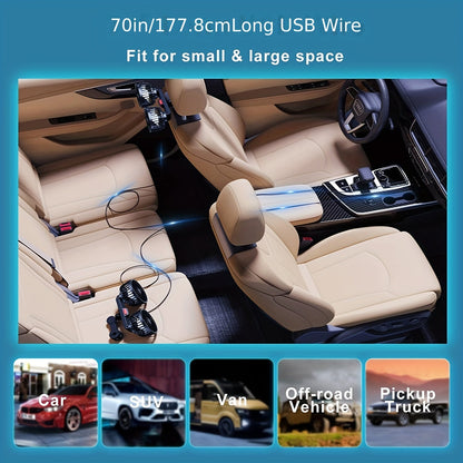 1 Pc Auto-Lüfter, Auto Kleiner Klimaanlage, Doppelseitiger Hecklüfter, Starker Wind, 360 Grad Drehung, Großes Luftvolumen, Subwoofer-Betrieb, Basis-Festklemm-Montagemethode, Geeignet für Auto Zuhause | Brehn