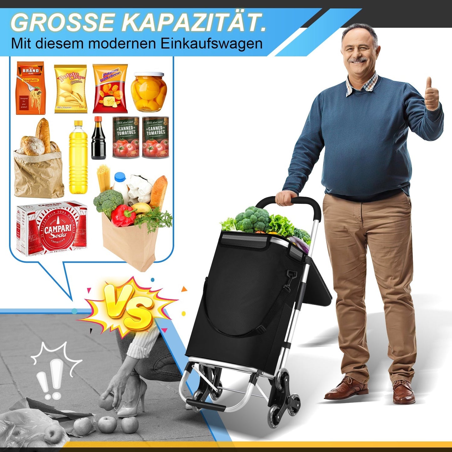 Einkaufstrolley Einkaufsroller Klappbar 40L | Brehn