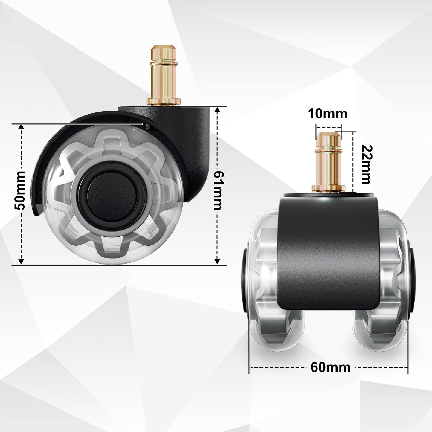 5 Stück BürostuhlRollen Drehstuhlrollen 10mm x 22mm | Brehn