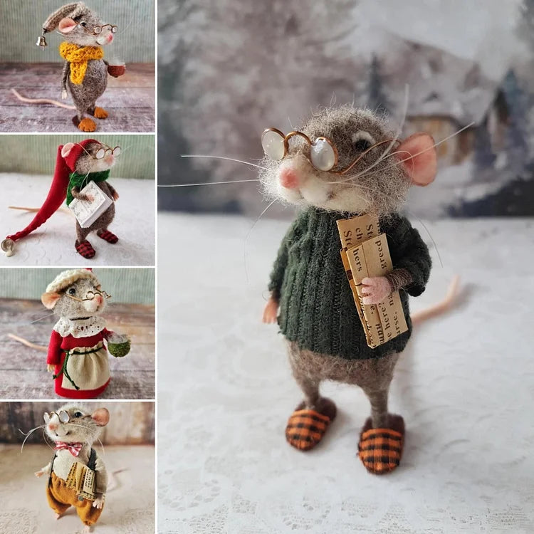 Brehn | Handgefertigte Filzmaus | Weihnachtsdekoration & Geschenkidee | Aus Wolle & Stoff nadelgefilzt | Nachhaltig