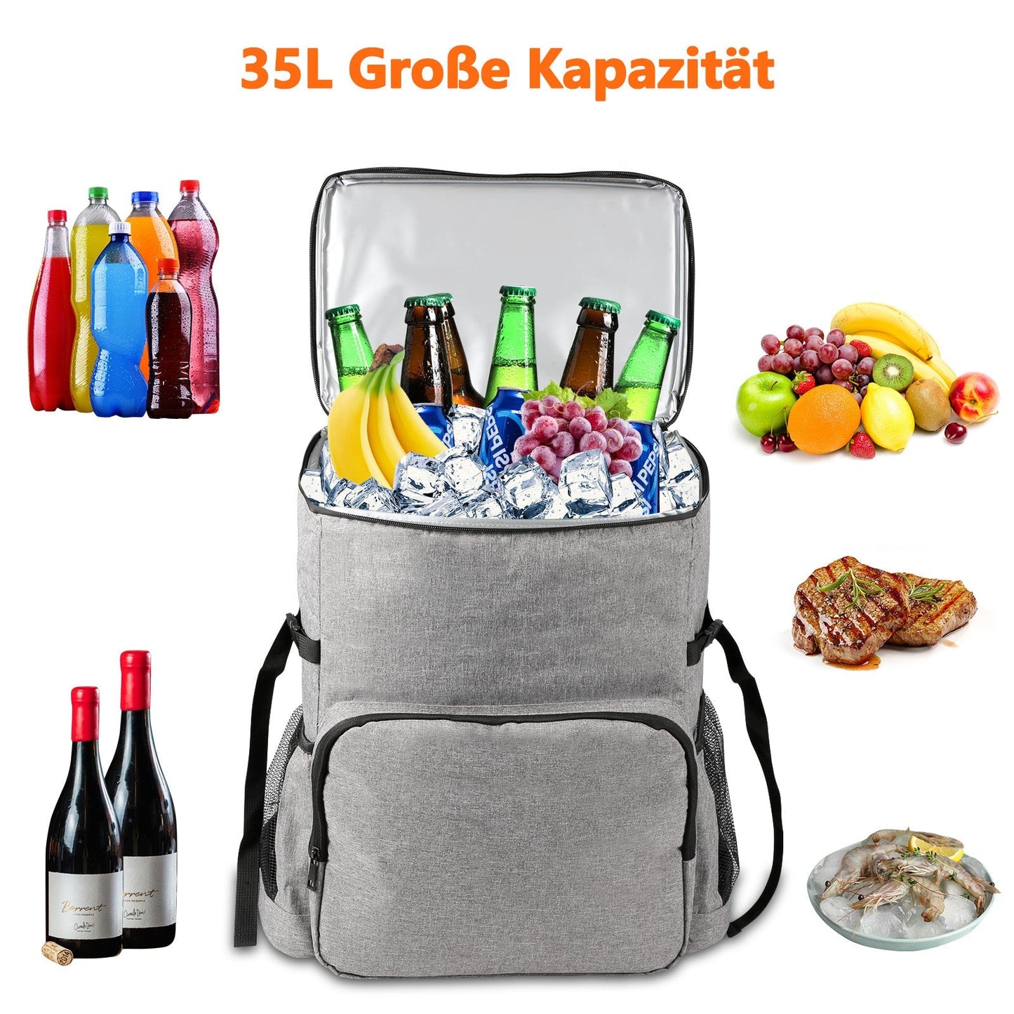 Kühlrucksack Thermo Rucksack 35L mit Picknickmatte | Brehn