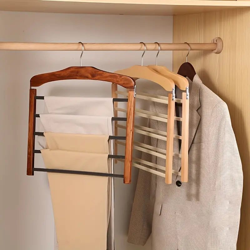 Holz-Hosenbügel mit mehreren Lagen für die Kleidung-Organisation | Brehn