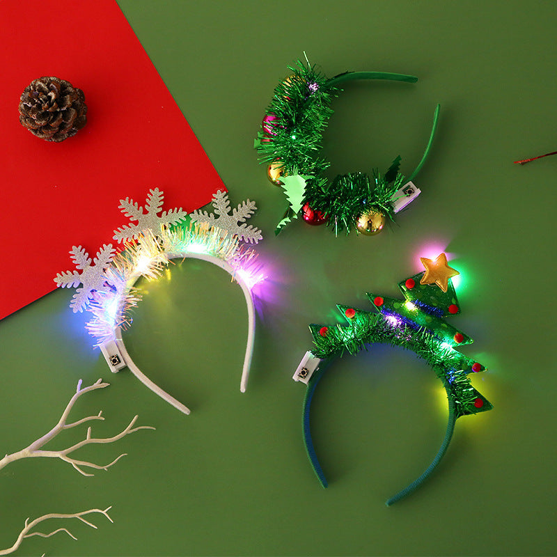 Brehn | IPC Weihnachten Haarband Leuchtendes Stirnband Weihnachtsbaum Schneeflocke Haarband Hirschgeweih Licht Blinkendes Kopfschmuck Frohe Weihnachten Geschenk