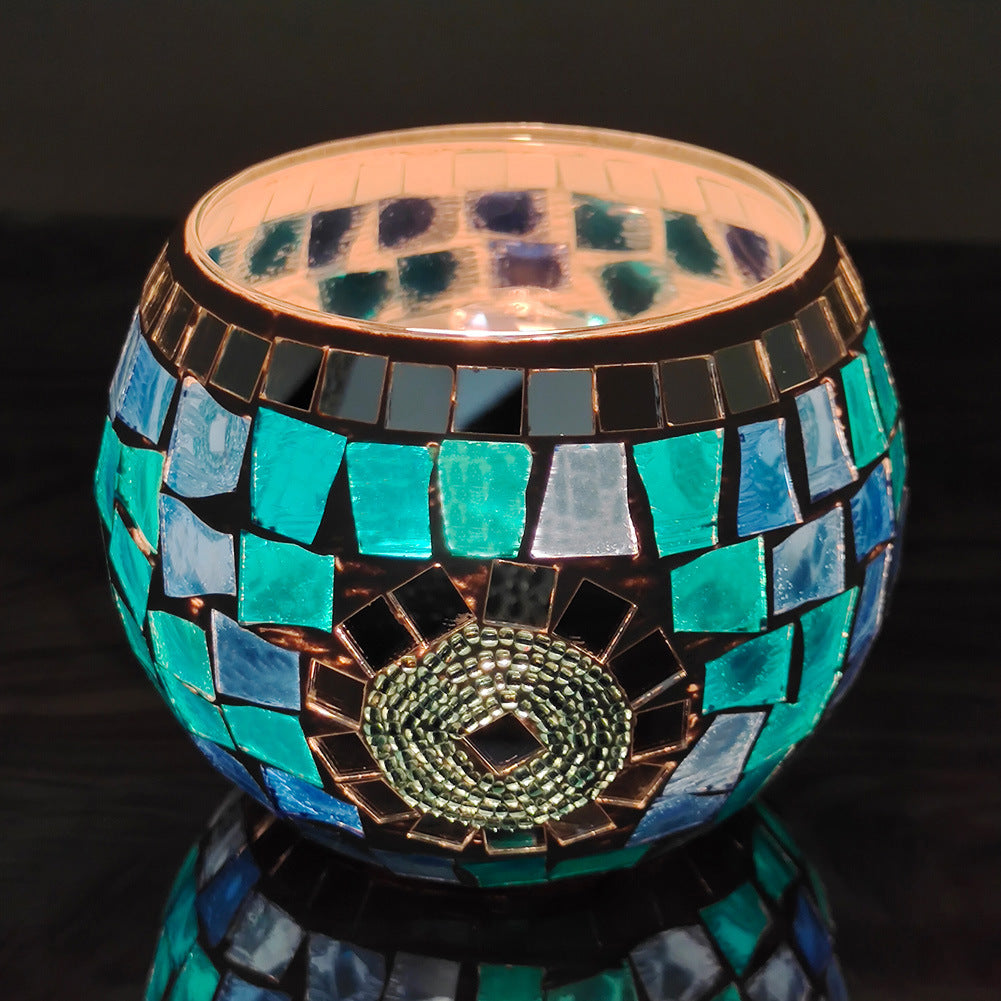 Europäischer Retro Glas Mosaik Teelichthalter