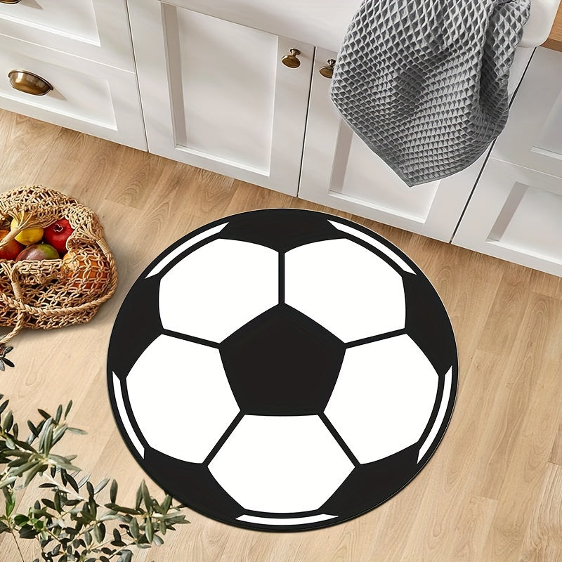 Runder Fußball-Teppich mit rutschfester Unterseite – Sportlicher Teppich für Kinderzimmer & Wohnzimmer | Brehn