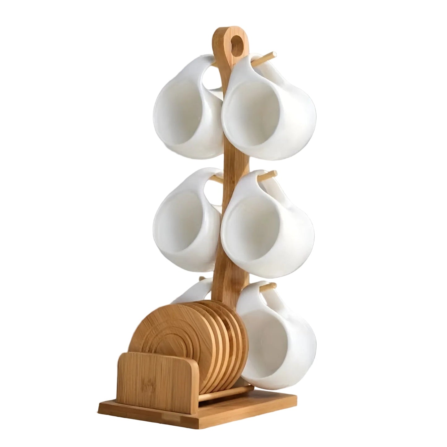 Keramik-Kaffeebecher-Set mit Untertasse und Ständer – Stilvoll und dekorativ | Perfekt für Café und Zuhause