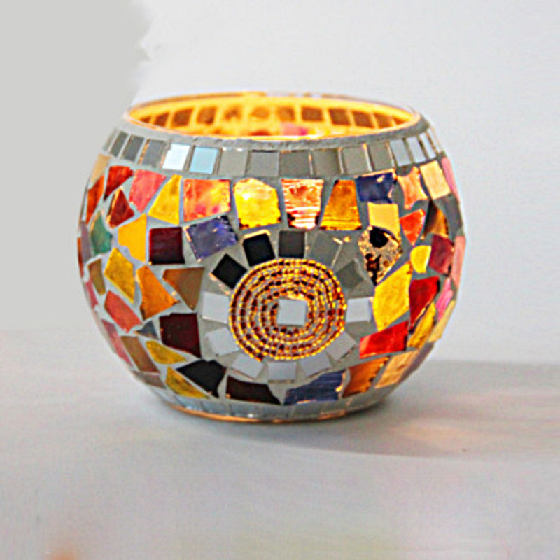 Europäischer Retro Glas Mosaik Teelichthalter