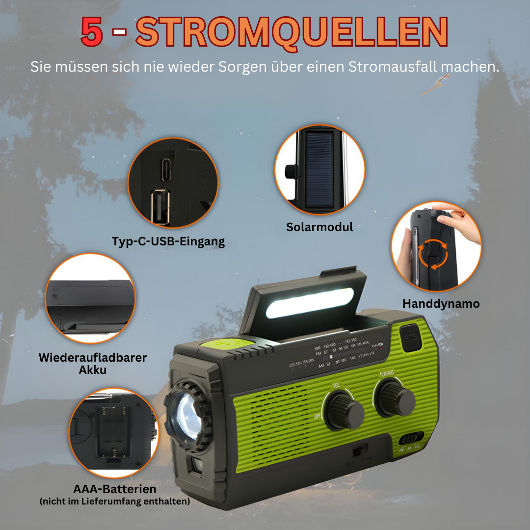 Brehn | Tragbares Notfall-Solarradio - PowerWave