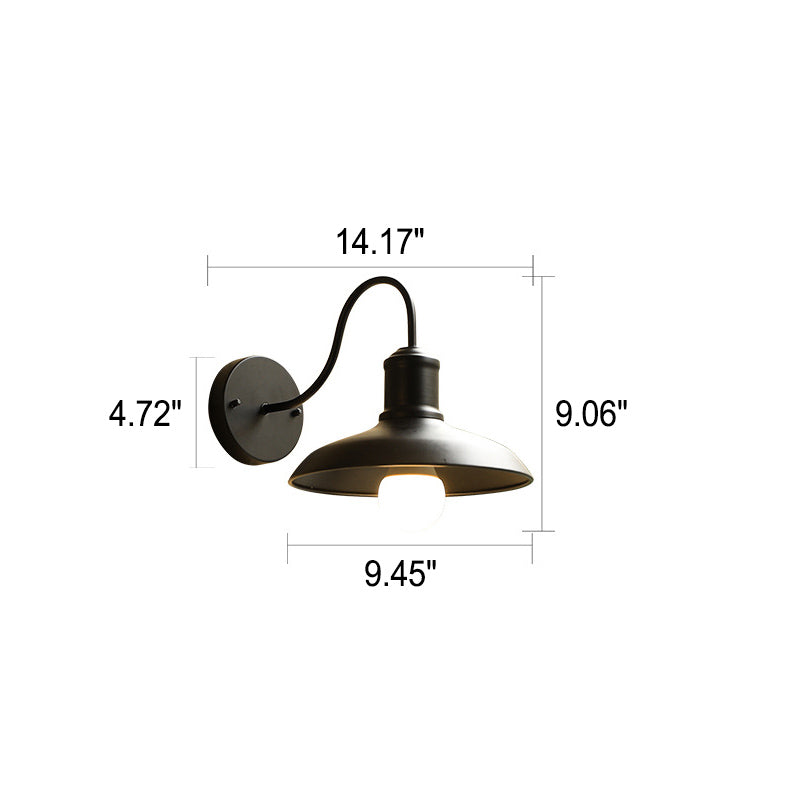 Retro Loft Dome Eisen Außen Wasserdicht 1-Licht Gebogene Arm Wand Sconce Lampe | Brehn