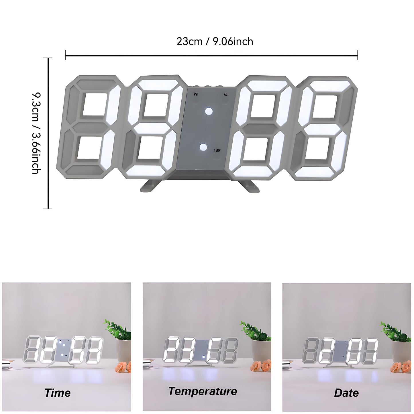 TimeSphere LED 3D Digitaluhr mit Kalender und Temperaturanzeige | Brehn