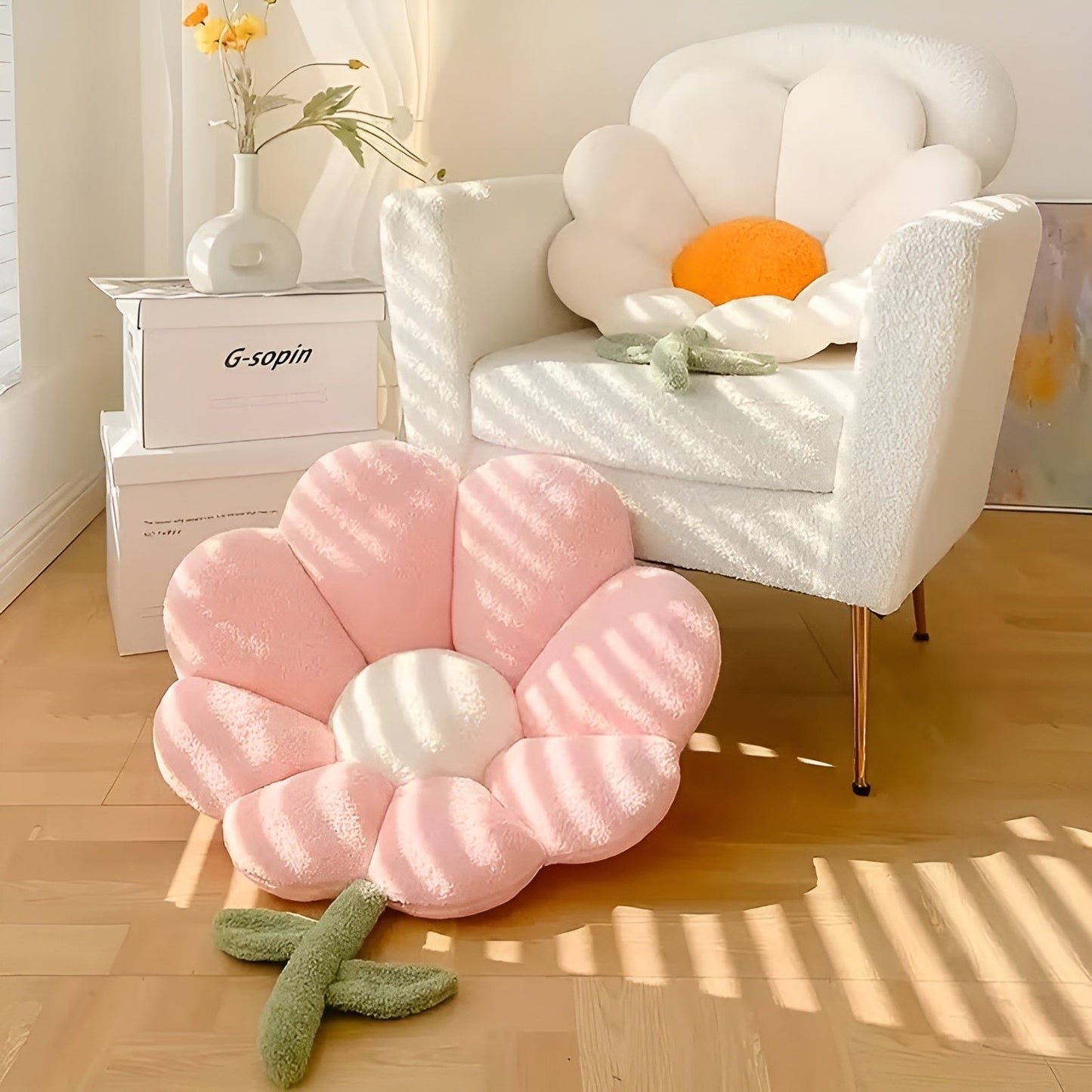 Blumenkissen – Weich und gemütlich | Dekoratives Bodenkissen für Sofa, Schlafzimmer und Wohnzimmer