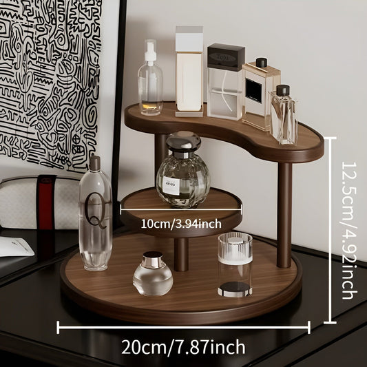 Drehbarer Make-up-Organizer aus Holz – 3-stufig und stabil | Praktische Aufbewahrung für Kosmetikartikel