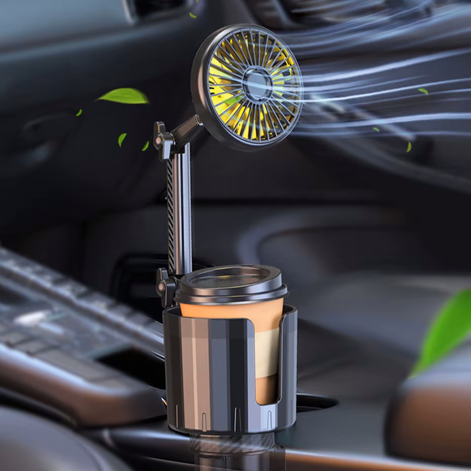 2-in-1 Auto Becherhalter Ventilator mit einstellbarer Kühlung und USB-Ladung | Brehn