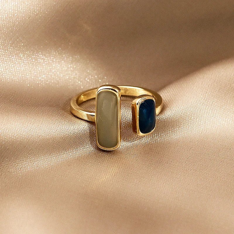 Brehn | Verstellbare asymmetrische blaue quadratische Ringe