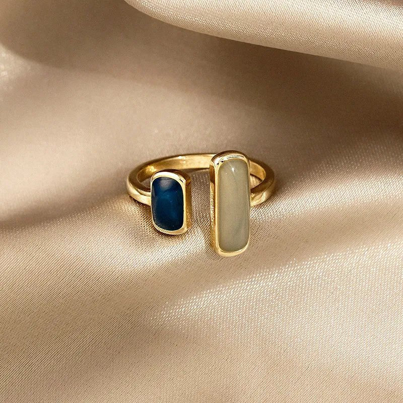 Brehn | Verstellbare asymmetrische blaue quadratische Ringe