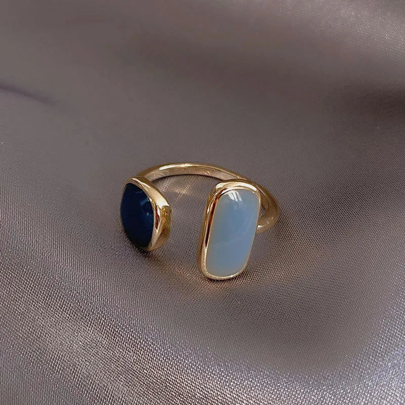 Brehn | Verstellbare asymmetrische blaue quadratische Ringe