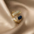 Brehn | Verstellbare asymmetrische blaue quadratische Ringe
