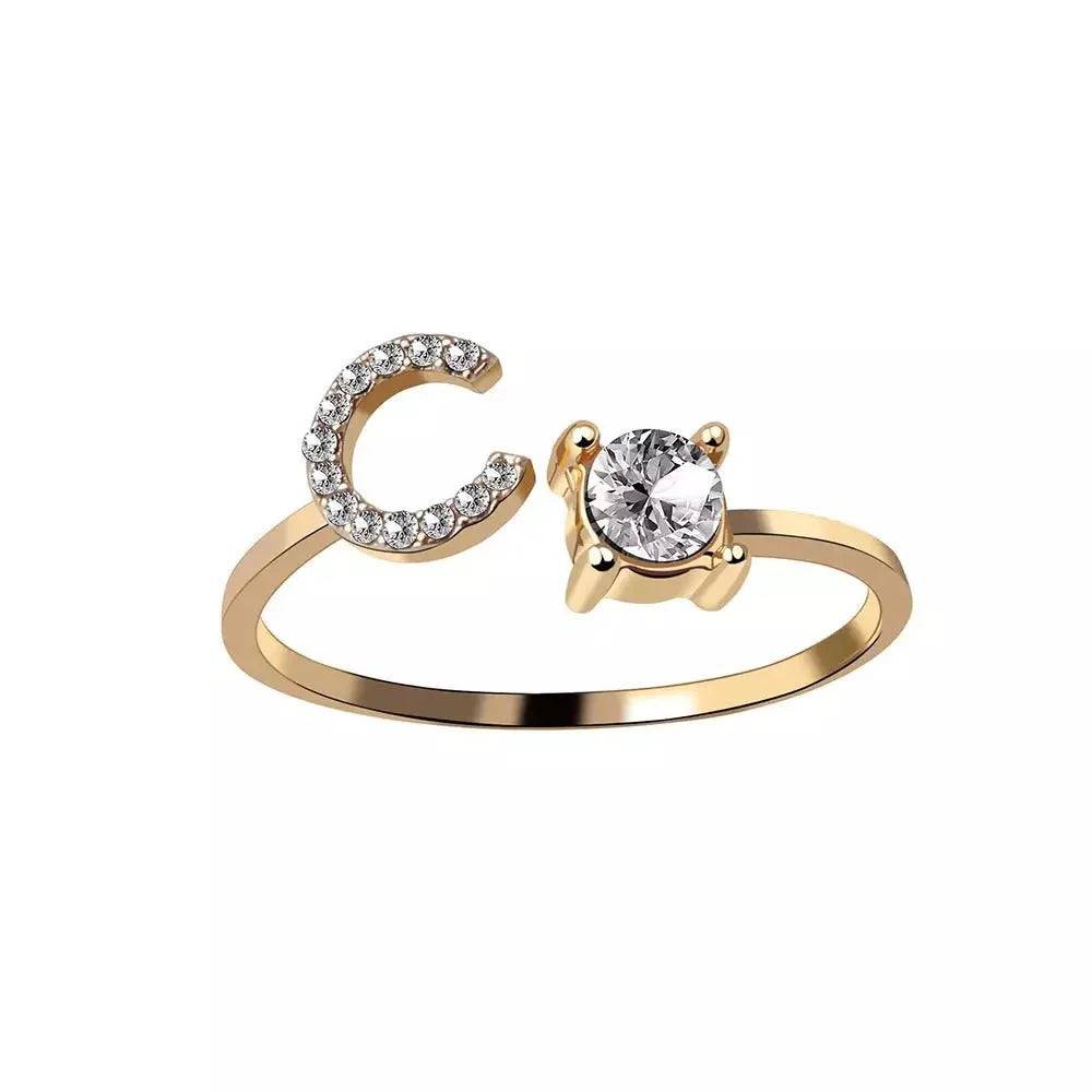 Brehn | Verstellbarer zarter Diamant Buchstabenring