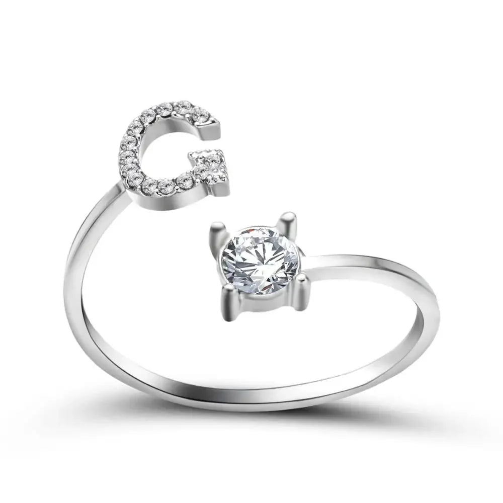 Brehn | Verstellbarer zarter Diamant Buchstabenring