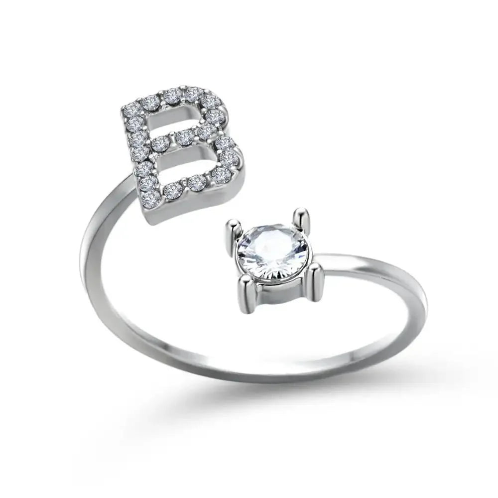 Brehn | Verstellbarer zarter Diamant Buchstabenring