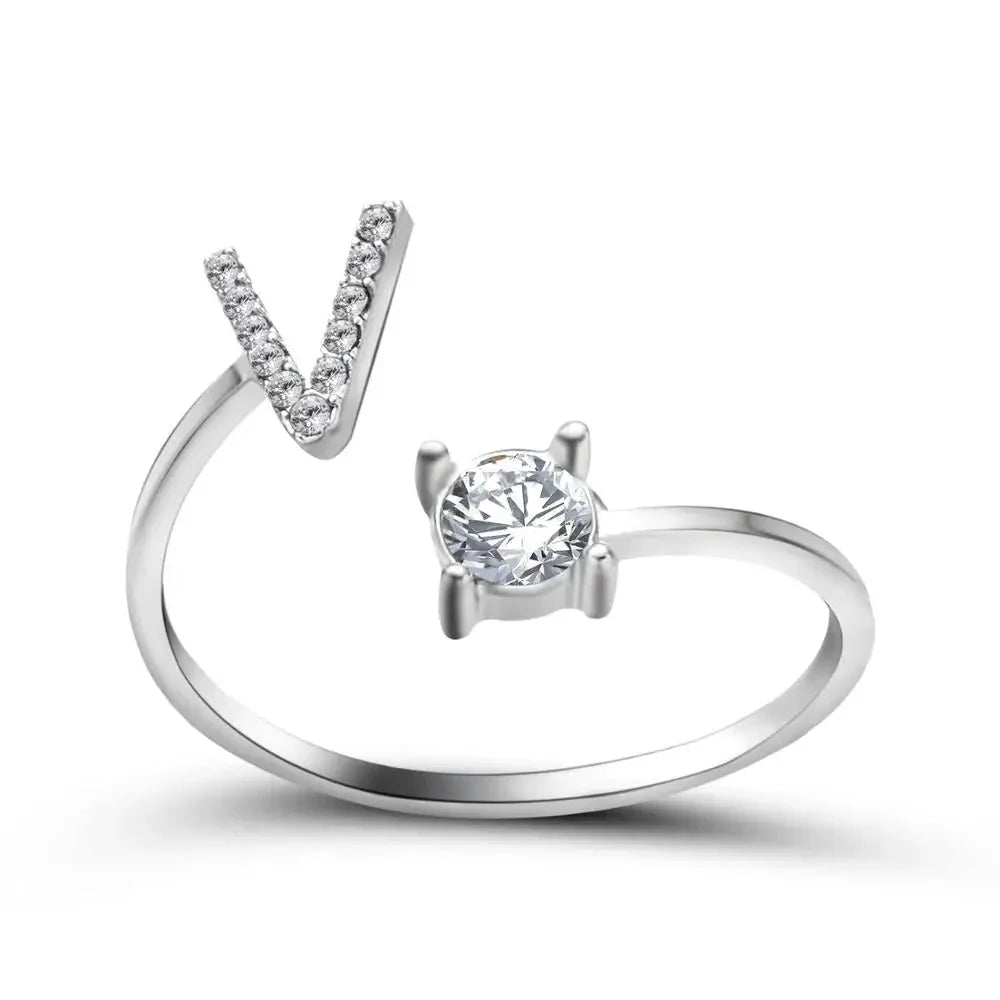 Brehn | Verstellbarer zarter Diamant Buchstabenring