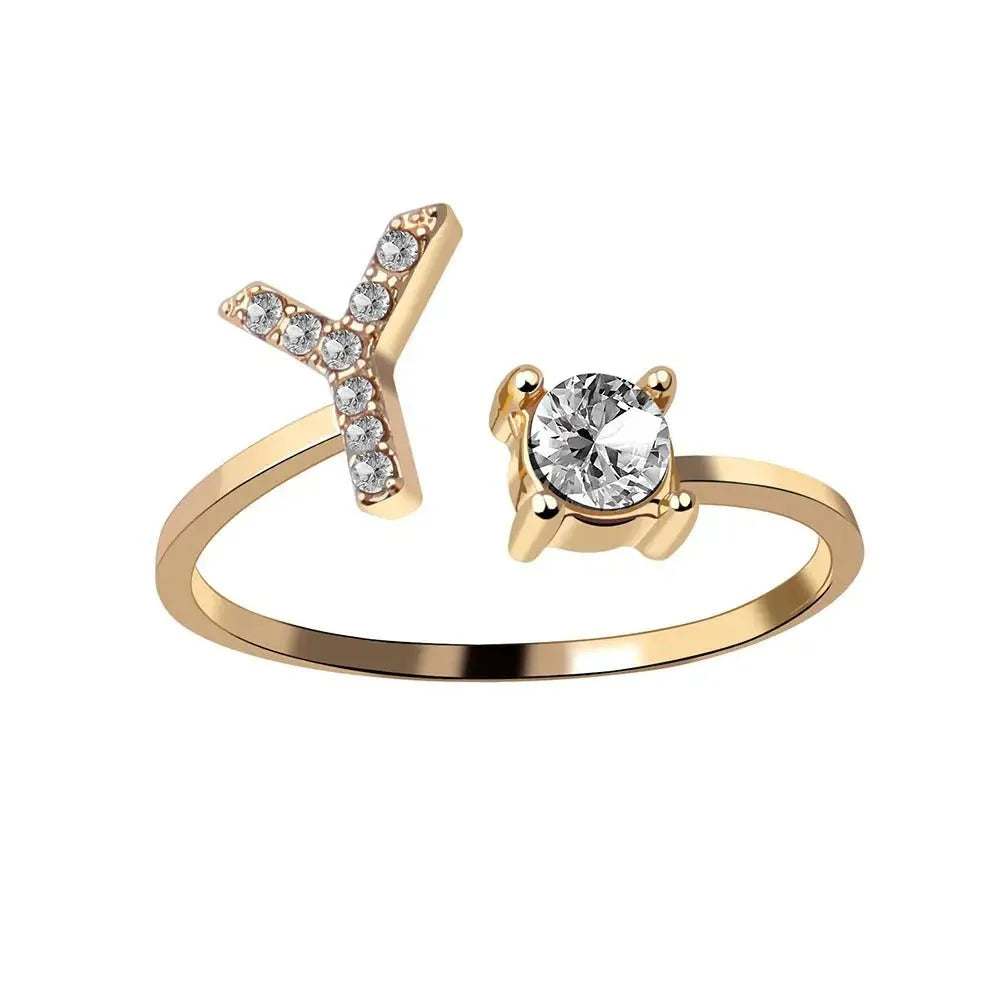 Brehn | Verstellbarer zarter Diamant Buchstabenring