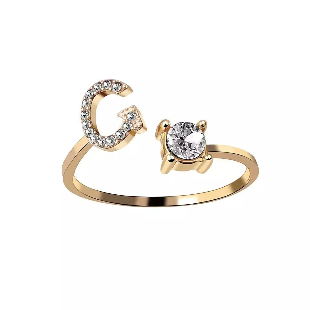 Brehn | Verstellbarer zarter Diamant Buchstabenring