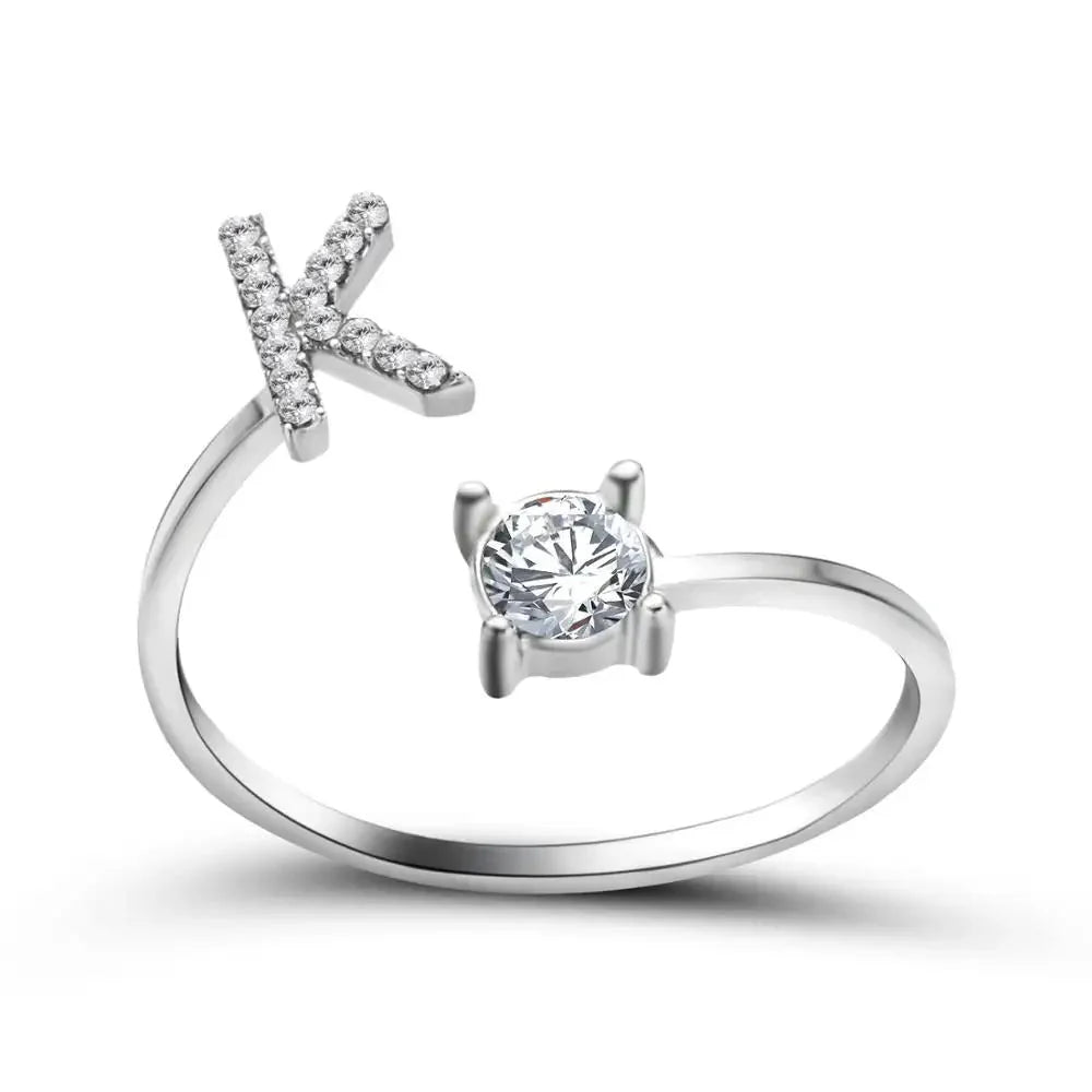 Brehn | Verstellbarer zarter Diamant Buchstabenring