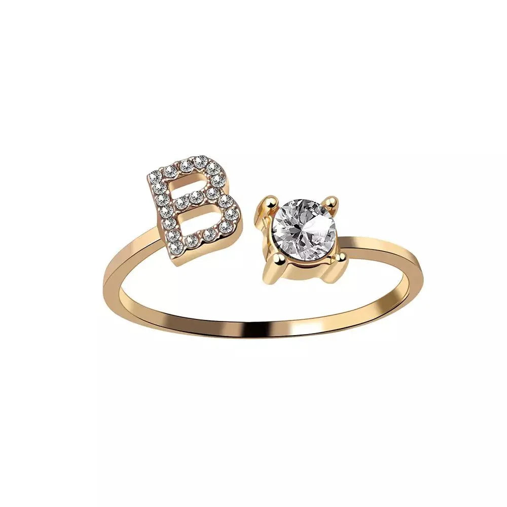 Brehn | Verstellbarer zarter Diamant Buchstabenring
