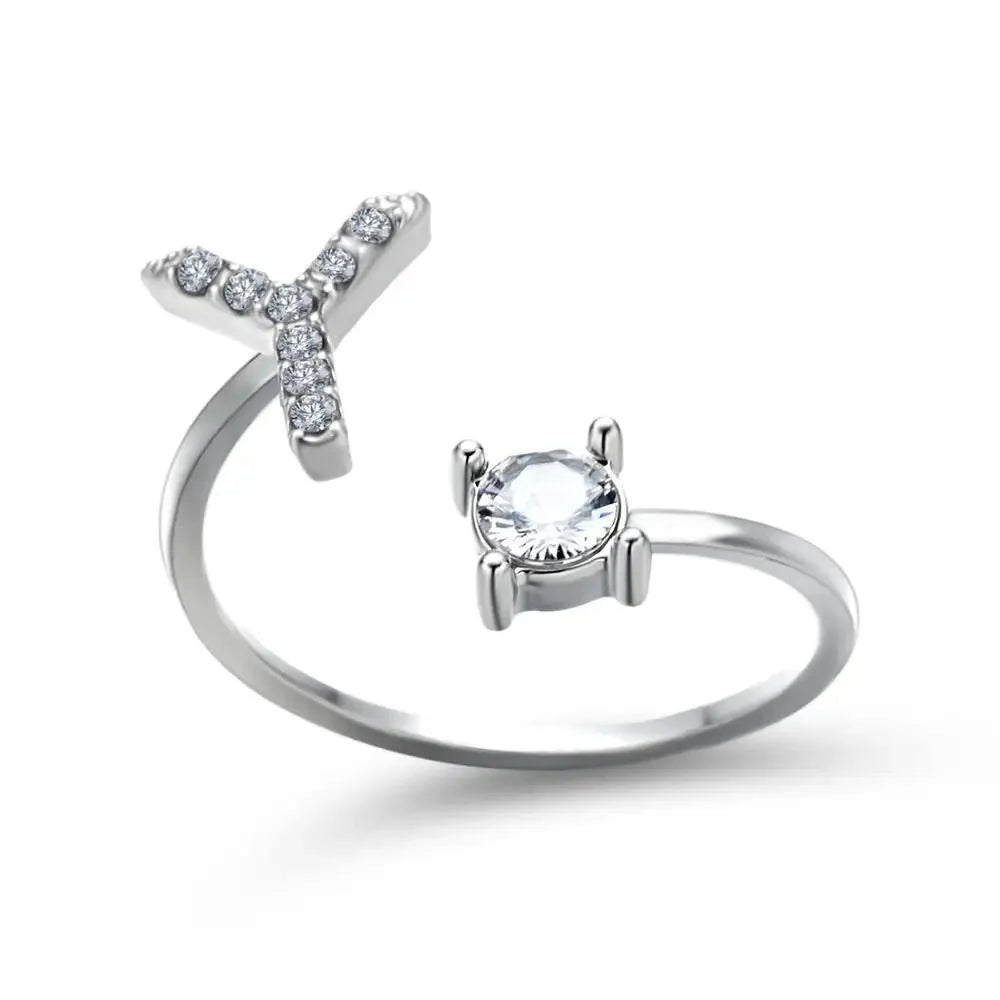 Brehn | Verstellbarer zarter Diamant Buchstabenring