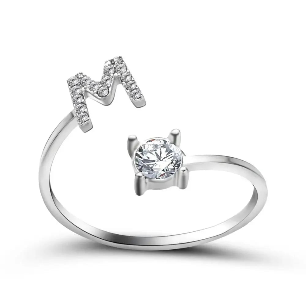 Brehn | Verstellbarer zarter Diamant Buchstabenring