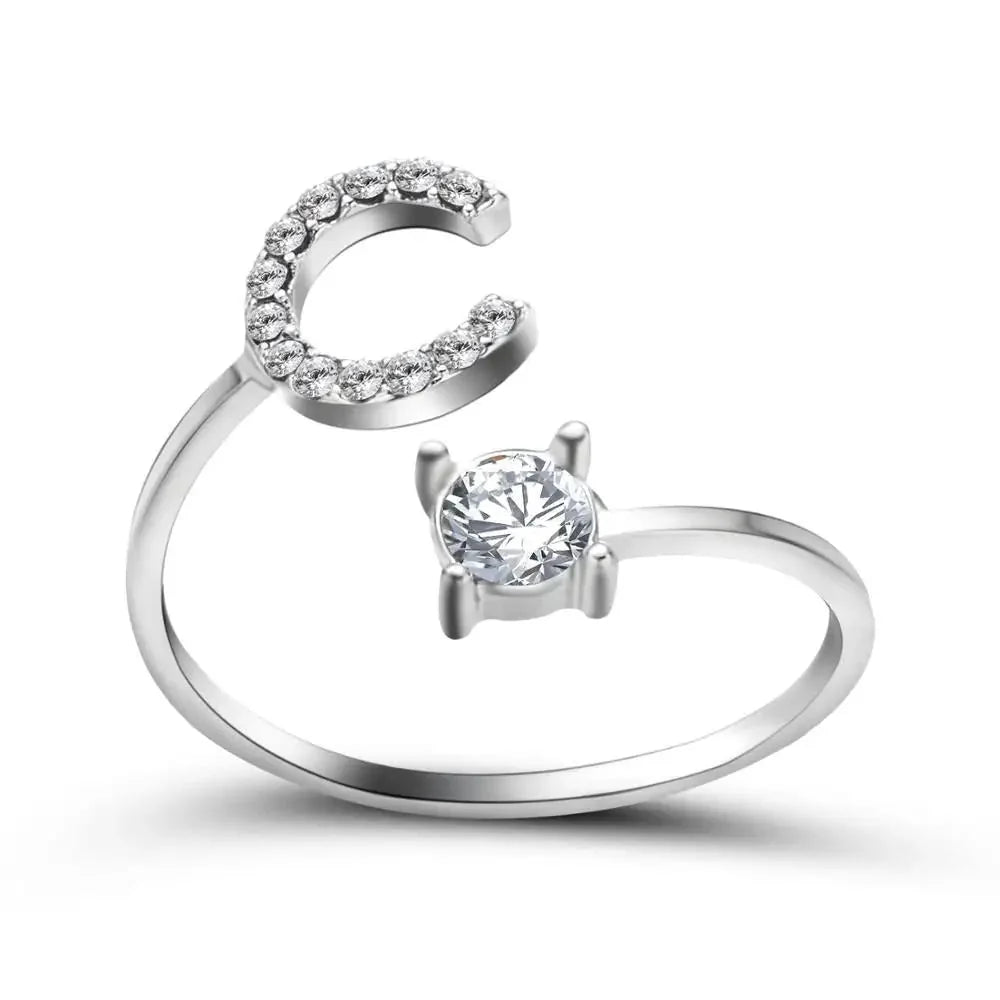 Brehn | Verstellbarer zarter Diamant Buchstabenring