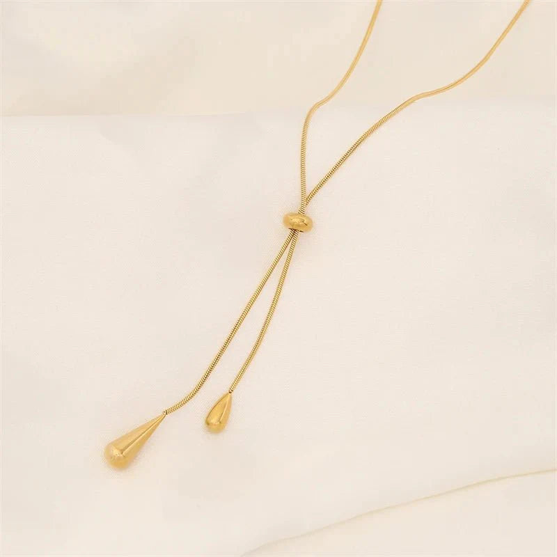 Brehn | Verstellbare Pull Tropfen Lariat Halskette und Ohrringe