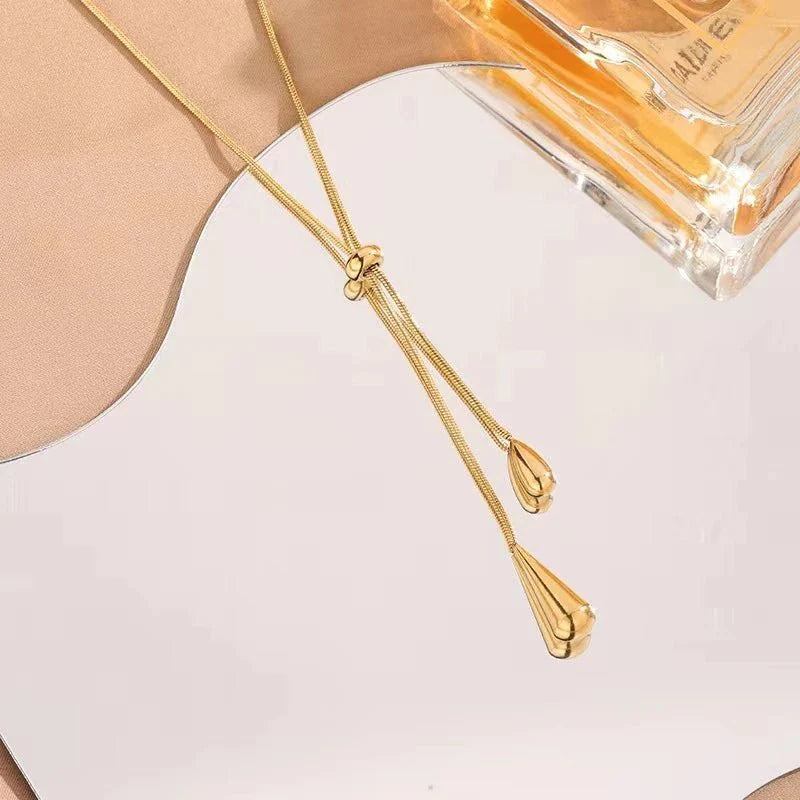 Brehn | Verstellbare Pull Tropfen Lariat Halskette und Ohrringe