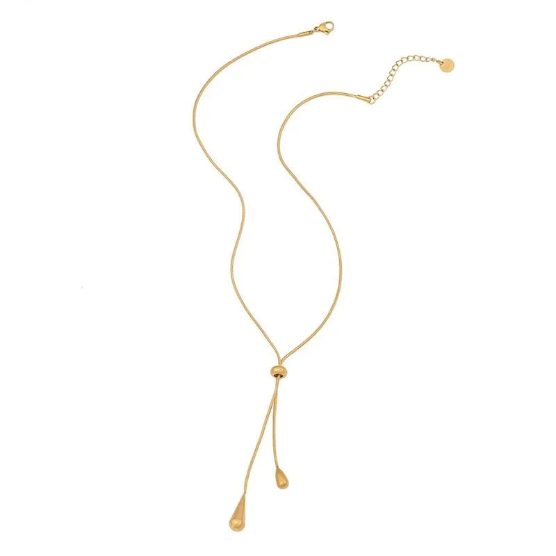 Brehn | Verstellbare Pull Tropfen Lariat Halskette und Ohrringe