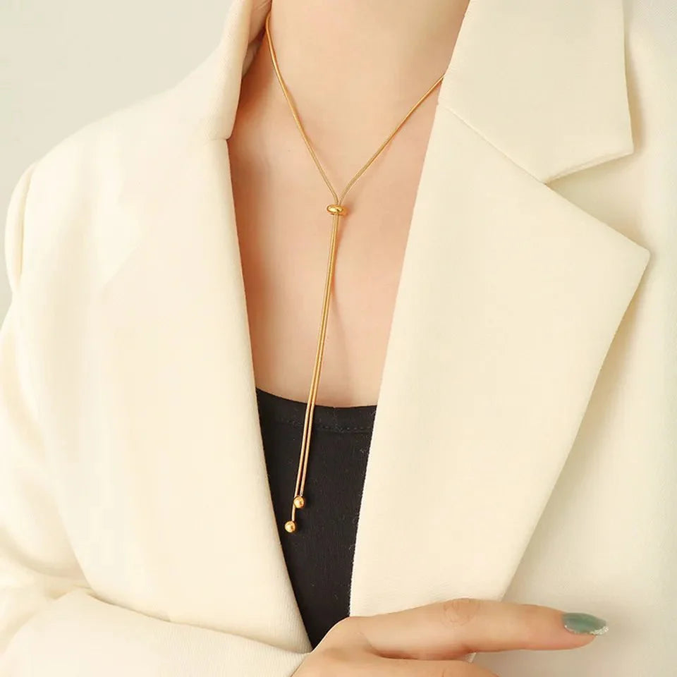 Brehn | Verstellbare Schlangenkette Lariat-Halskette