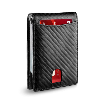 Slim RFID-Geldbörse für Herren | Kartenetui aus Leder | Schwarz