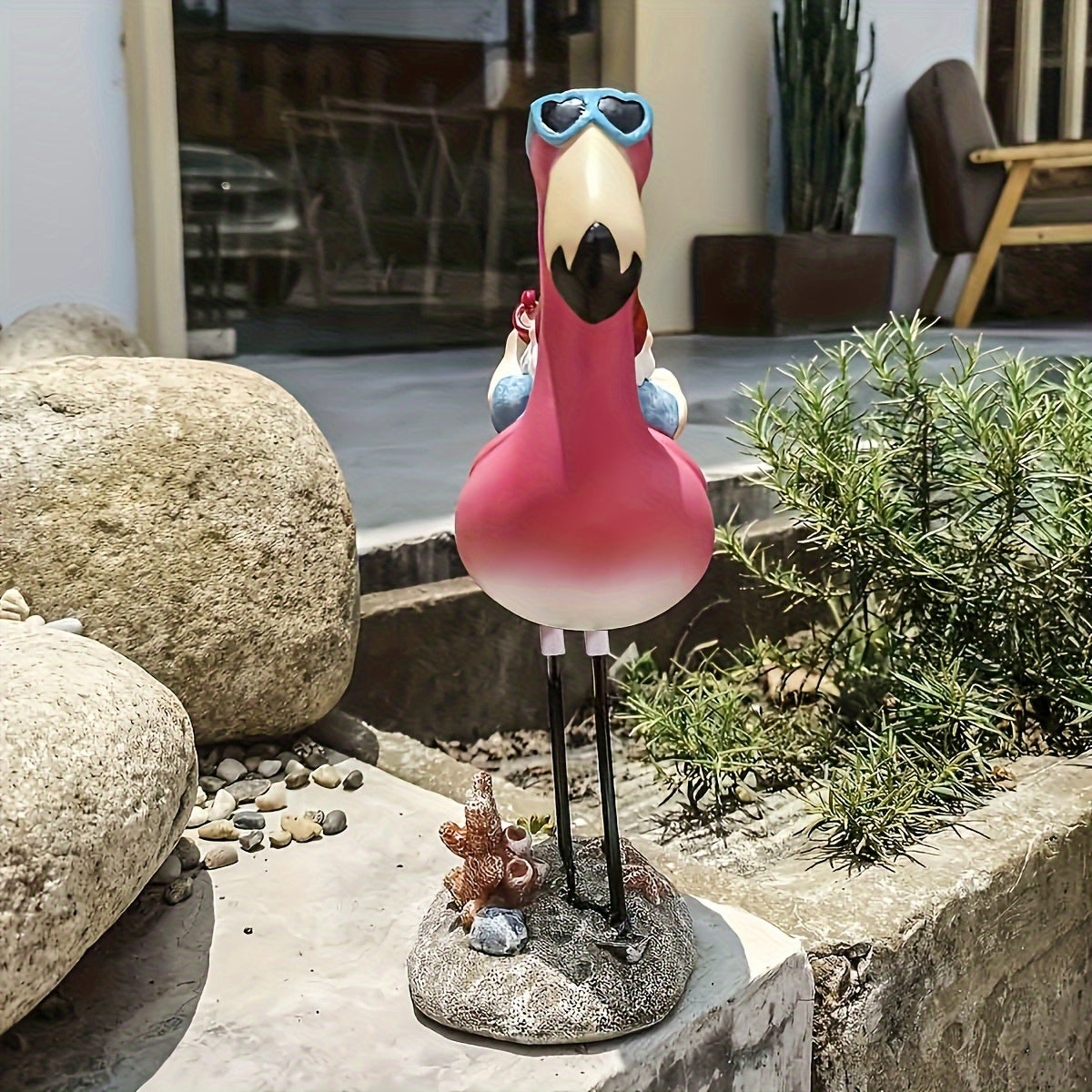 Brehn | Flamingo chillende Gartenzwerg-Statue