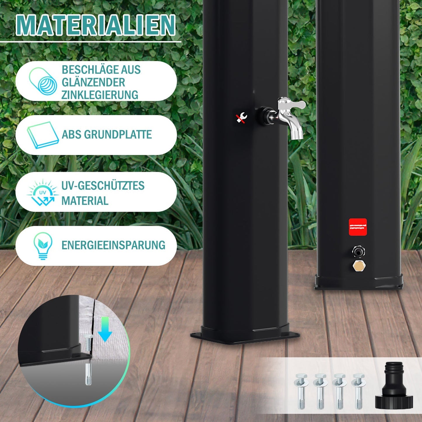 Solardusche 35L Gartendusche Inkl. Schutzhaube | Brehn