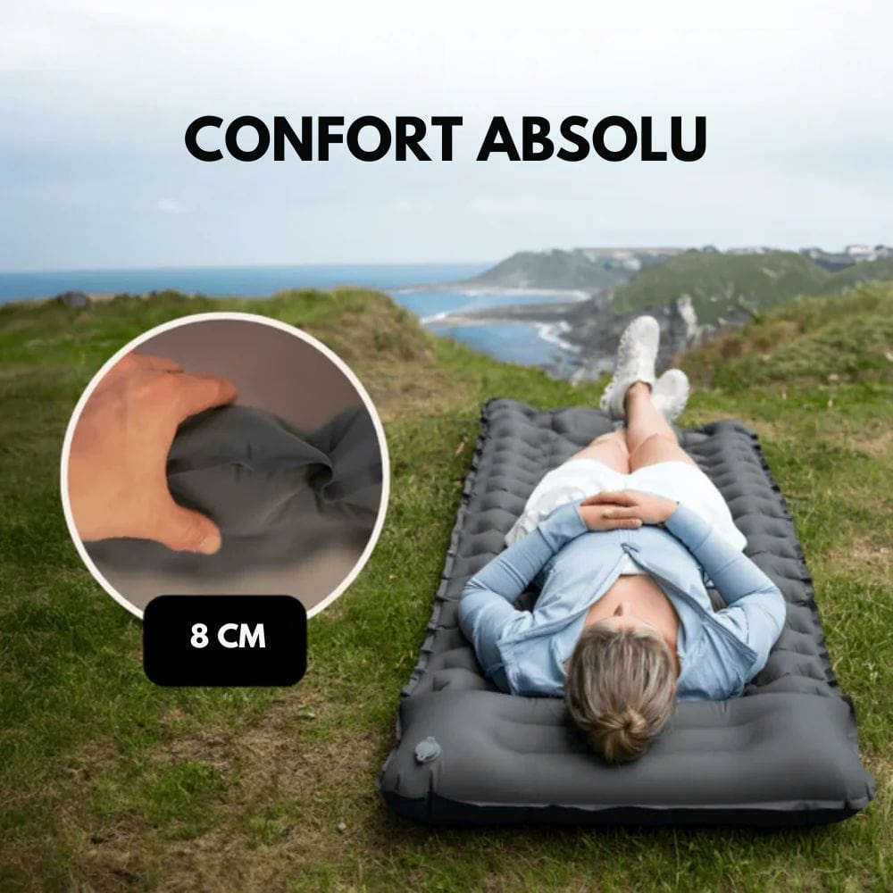 AirTrek-Matte – Aufblasbare Campingmatratze mit Fußpumpe und integriertem Kissen