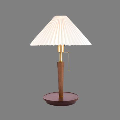 Brehn | Elegante Vintage Holz Woodly Tischlampe - Tischlampe mit plissierten Design