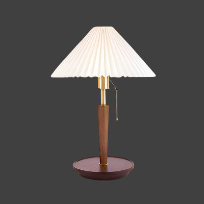 Brehn | Elegante Vintage Holz Woodly Tischlampe - Tischlampe mit plissierten Design