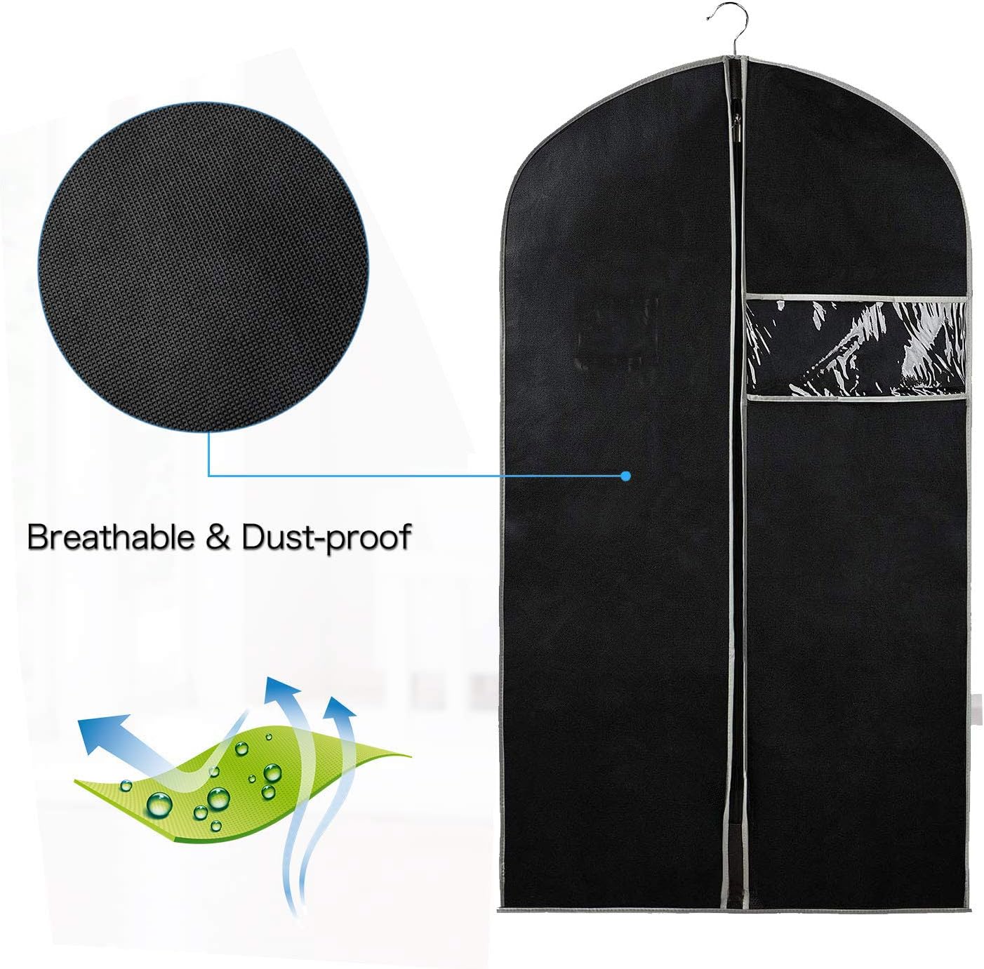 Brehn | Atmungsaktives Kleiderschutzset – 5er-Pack Kleiderschutzhüllen mit Fenster (1+1 GRATIS)