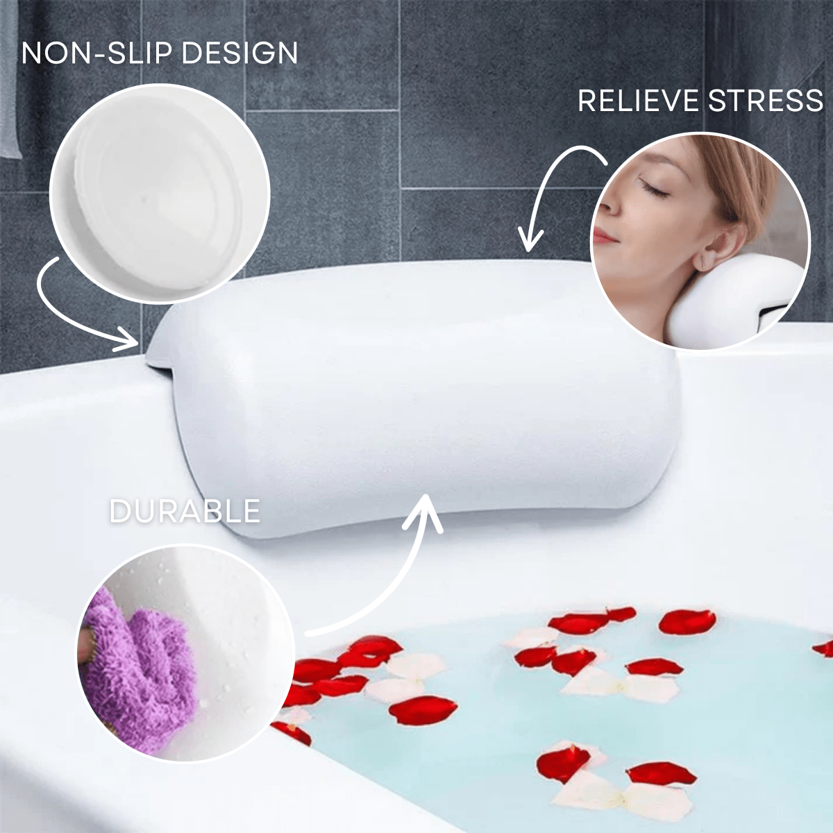 AquaCloud Premium Badewannenkissen – Ergonomische Nacken- und Kopfstütze für Entspannung wie im Spa zu Hause