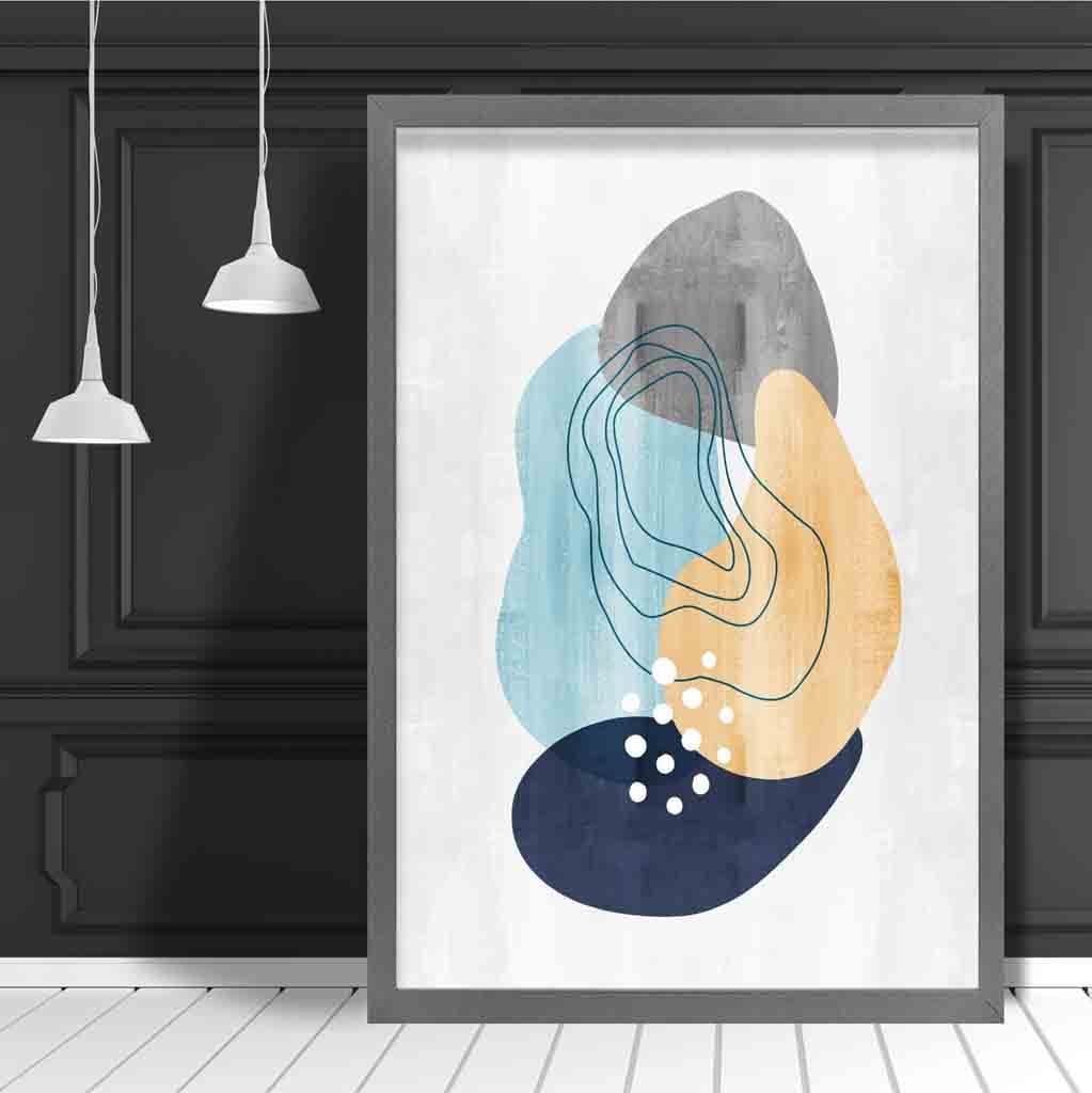 Abstraktes Kunstwerk 01 (Marineblau, Grau, Gelb)