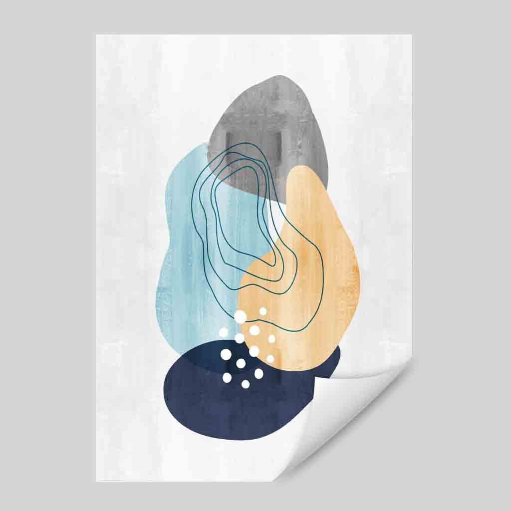 Abstraktes Kunstwerk 01 (Marineblau, Grau, Gelb)