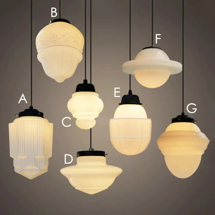 Vintage Geometrische Hängelampe aus Mattglas – Retro Pendelleuchte für Esszimmer | Brehn