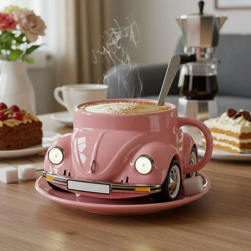 RetroCar Keramik-Kaffeebecher – Einzigartiges 3D-Design für Kaffee und Tee